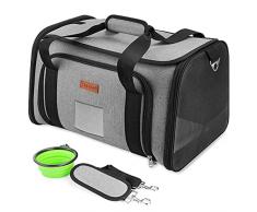 YOOFAN Trasportino Gatto Cani - Trasportino Pieghevole Viaggio per Cane Gatti Taglia Piccola Media, Trasportino Morbido Portatile Aereo Approvato + Ciotola