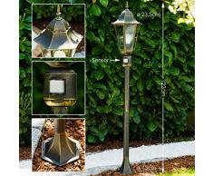 Lampada da esterno Hongkong, rilevatore di movimento, stile antico, fusione di alluminio marrone/oro, vetri, lampada da sentiero/da giardino/da terra, retro/vintage, 122cm, E27, IP44, senza lampadina