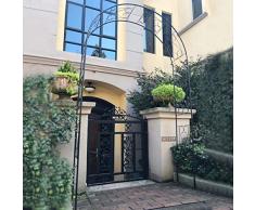 GMF Arco Giardino in Ferro con Portico Pergola Giardino Cancello, Arco Rampicanti Arco per Rose Supporto per Piante Rampicanti Allaperto 160×40×260cm