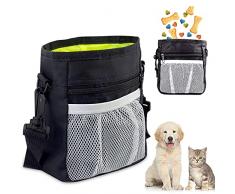 YISKY Borsa per Alimenti per Cani, Cane Snack Borsa, Borsa Addestramento Cane, Borsa da Trasporto per Oxford, con Tracolla Regolabile, per Addestramento del Cane/Viaggio AllAperto (Nero)