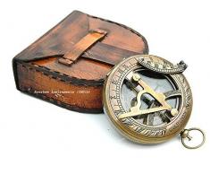 Roorkee Instruments (INDIA) Regali per marito/Nautical Collectibles Ottone Meridiana Bussola con custodia in pelle fatta a mano