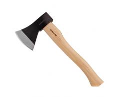 Mivos Accetta Ascia da Taglio 800 g con Testa in Acciaio e Manico in Legno di Hickory - Ascia Spaccalegna di Legno - Accetta Universale per Giardino e Campeggio - Piccola Ascia Manuale da Spacco