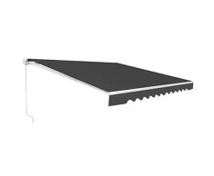 RELAX4LIFE RELAX4LIFE Tenda da Sole per Esterno Avvolgibile, Tenda da Esterno a Bracci Estensibili con Manovella Manuale, Angolazione Regolabile per Balcone e Terrazzo (3 x 2,5 m, grigio)
