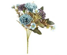 Idee con cuore, mazzo di fiori artificiali, bouquet di fiori, diversi fiori e colori, altezza 28 cm, diametro fiori di circa 3-4 cm
