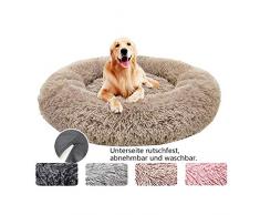 Haoye Cuccia Letto per Cani Piccoli Gatti Peluche Ultra-Morbido Tondo Cuccia Letto per Canile Estraibile E Lavabile Letto per Cane Gatto Peluche Pet Materassini Imbottiti - Beige Ø 100cm