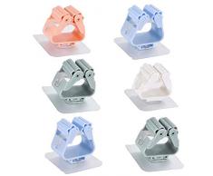 Qiwenr 6 Pezzi Muro Montato Mop Holder,Scopa Rastrelliere Autoadesiva Ganci Supporto Cemagliera di Immagazzinaggio del Giardino,per Casa Cucina Garage Bagno Garage Ufficio