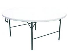 Cilvani Tavolo TAVOLINO Rotondo Pieghevole XL RICHIUDIBILE Resina HDPE Bianco 180XH74