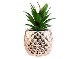 Pianta grassa artificiale in vaso, 19,8 cm, con vaso in porcellana a forma di ananas, decorazione per casa e giardino Rose Gold
