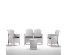 BICA Set Lido 2 - Set Mobili da Esterno 2 Poltrone, 1 Sofa 2 posti, Tavolino Contenitore e Cuscini per la Seduta, Bianco