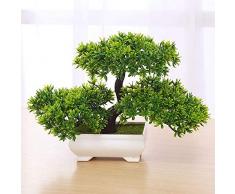 LACKINGONE Pianta Artificiale Bonsai, in Pino, per Ufficio, davanzale e Cortile, Colore: Verde 1/2/4 PCS (1)