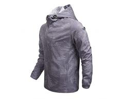 NOAGENJT Giacca Pelle Uomo Cappotto da tasca a maniche lunghe con cerniera con cappuccio e stampa casual da uomo Giacca allentata frangivento per viaggi di vacanza allaperto Ea7 Piumino