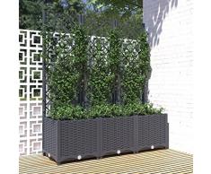 Tidyard Fioriera da Giardino con Graticcio Grigio Scuro 120x40x136 cm PP,Fioriera con Traliccio,Fioriera Grigliato da Esterno,Fioriera Con Spalliera Separè,Letto Rialzato,Grigliato,Fioriera da Esterno