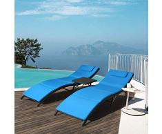 ZRXRY Patio Chaise Lounge Chair Set Scoperta Bar a Bordo del PE Rattan Poltrona reclinabile con lammortizzatore e Tavolo Pieghevole per Beach, Garden