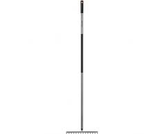 Fiskars Rastrello con 14 denti, Larghezza: 36 cm, Denti in acciaio al boro temprato/Manico in alluminio, Nero/Grigio, Ergonomic, 1000652