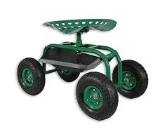 MGidea Sgabello giardino con ruote vano porta oggetti Sedia officina rotante fino a 150 kg