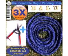 Tubo irrigazione estendibile: 15mt (in pressione max) X-ORIGINALE Rivoluzionario. Fornito con 2 raccordi finali e IN OMAGGIO FORBICE DA GIARDINO (forbice da potare)