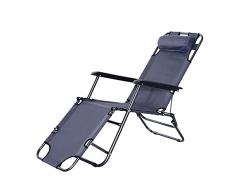 Outsunny Lettino Sdraio Pieghevole da Giardino, Mare, Spiaggia, Piscina, Chaise Longue Richiudibile con Braccioli, Grigio