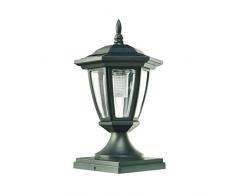 FREEDL LED Lampione Solare da Giardino Nero, Luce Solare Pilastro Giardino Design Rétro, IP44 Lampioncini da Esterno Bianca Fredda Esagonale Lampada da Sentieri Paesaggio, Lampione con Base, 10lm