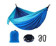 Amaca doppia da Campeggio,Capacità di Carico 250 KG (270 * 140 cm),da esterno portatile per escursioni con zaino in spalla Viaggiando nel patio del cortile,2 *Moschettoni Premium,Cinghie 2 * 9,8 piedi