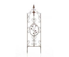 CLP Supporto Piante Rampicanti Burgus in Acciaio - Recinzione per Rampicanti 120x35 cm I Graticcio per Fiori Stile Rustico - Reticolato Rose Facilmente Collocabile Marrone Antico