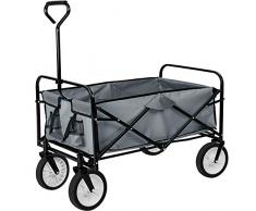 TecTake Carrello a Mano per Giardino, Carretto Pieghevole Rimorchio di Trasporto, Capacità 80 Kg, Grigio