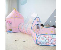 OldPAPA Tenda da Gioco per Bambini, Tenda del Castello Pop-up Tunnel e Piscina di Palline 3 in 1 Set Portatile Playhouse al Coperto Bambino Bambina Piccoli
