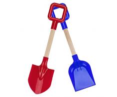 FYEPAGU Pala da Spiaggia per Bambini, 40 cm Set Regalo per Ragazzi e Ragazze, con Pala da Neve, Giocattolo da Giardino con Vanga in plastica, Manico in Legno Rosso e Blu Regalo per Ragazzi e Ragazze