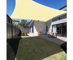 Ankuka Vela Ombreggiante Impermeabile Tenda a Vela Rettangolare 2x3m Tenda da Sole per Esterno Protezione Raggi UV 98% Incluse Corde di Fissaggio Adatto per Giardino Terrazzo Campeggio, Crema