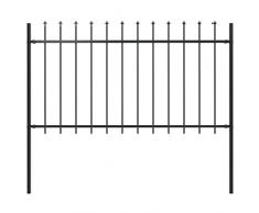 vidaXL Recinzione Giardino con Punta a Lancia Design Elegante Decorativa Protettiva Solida Robusta Durevole Sicura Recinto in Acciaio 1,7x1 m Nera