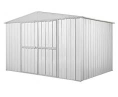 Notek Box in Acciaio Zincato Casetta da Giardino in Lamiera 3.60 x 1.75 m x h2.15 m - 110 kg – 6,30 Metri Quadri (BIANCO)