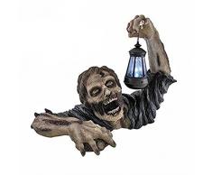 Moanyt Decorazione di Halloween Zombie con Lanterna Salita fuori dalla tomba Zombie holding lampada statua Scultura Spaventoso Halloween Puntelli per Esterni Prato Cantiere Decorazione Halloween