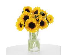 KENTIS - Bouquet di Fiori Veri - Mazzo di 10 Girasoli Veri - Mazzo di Fiori Freschi a Domicilio Regalo Anniversario con Biglietto Personalizzabile incluso