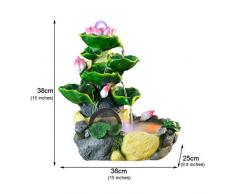 Fontane Decorative Desktop Fontana Resina Lotus Lotus Foglia Strato Pila Cascata Fontana Decorativo con i Regali atomizzatore Feng Shui Fontana di Acqua Fish Tank Soggiorno Ufficio Decorazione