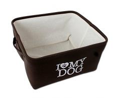 Letto cane Cesta per cani per cani piccoli marrone beige I love Il mio cane con Loop