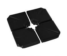 Outsunny Base per Ombrellone 4 Pezzi in Plastica Riempibili con Acqua e Sabbia, 103x103x8.3 cm, Nero