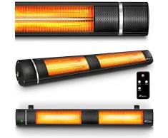 TRESKO Stufa a Infrarossi 3000W con Telecomando | Riscaldatore Elettrico Patio con 3 Livelli di Calore | Riscaldatore Patio Interno & Esterno | Riscaldatore a Parete Riscaldatore al Quarzo (Nero)