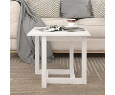 Homgoday Tavolino da Salotto Bianco 50x50x45 cm Legno Massello di Pino, Tavolinetto da Soggiorno, Tavolino da Salotto, Tavolo per Ufficio Camera da Letto Giardino