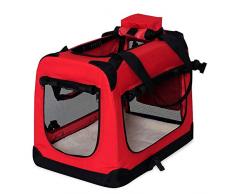 lionto Borsa Trasportino per Cani, Auto Box pieghevole (taglia XL) per piccoli animali (dimensione e colore a scelta), rosso