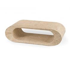 NABU, Tavolino in Pietra Naturale da Salotto e Portariviste Marmorizzato Beige, NATIB, Design Minimal e Moderno – 120 x 62 x 35 cm