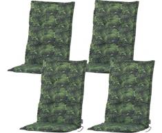 Set di 4 cuscini per sedie da giardino, 120 x 50 cm, cuscino per sedia con schienale alto, imbottitura in schiuma spessa 7 cm, 4 cuscini imbottiti, resistenti ai raggi UV