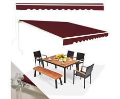 RELAX4LIFE 300 x 250 cm Tenda da Sole per Esterno Avvolgibile, Tenda da Esterno a Bracci Estensibili con Manovella Manuale, Angolazione Regolabile per Balcone e Terrazzo