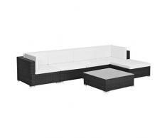 tidyard Set Divano da Giardino 17 pz in Polyrattan Nero #4