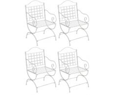 CLP Set Di 4 Sedie In Ferro Lotta In Stile Art Nouveau I Sedie Da Esterno Con Braccioli I Sedie Da Giardino, Colore:antico bianco