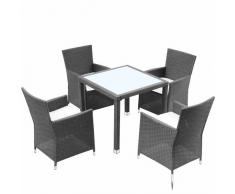 Miadomodo STZG28grau/mw/04 arredo giardino rattan set da 9 in grigio