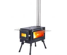 Jomewory Stufa Portatile da Tenda - Stufa a Legna da Campeggio - Fornelli da Campeggio Portatili per Tende da Esterno con Canna fumaria per Cucinare, Campeggio, Tenda, Escursionismo, Pesca, Zaino