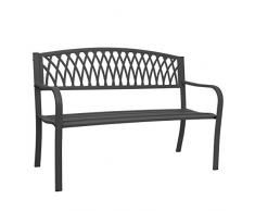 Mendler Panca panchina 2 posti da Giardino HWC-F45 Acciaio Verniciato Nero