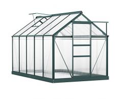 Outsunny Serra da Giardino in Policarbonato 190x312x201cm, Serra per Piante con Finestra, Porta Scorrevole e Struttura in Alluminio