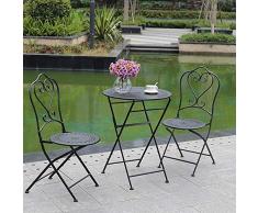 Sgabello da Bar, Tavoli E Sedie Esterne, Combinazione da Giardino in Ferro Battuto, Set Esterno da Giardino, Tavolo da Pranzo Pieghevole per Sala da Pranzo ZHML (Colore : 3 Piece Set)