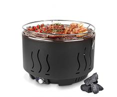 Barbecue a carbonella, Barbecue a Carbone, Barbecue da Balcone, Barbecue Senza Fumo con Ventilatore Incorporato e Interfaccia Mirco, Portatile BBQ per Famiglia, Feste, Picnic e Campeggio, 35x35x25cm