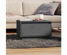 Homgoday Tavolino da Salotto Grigio 55x56x32 cm Legno Massello di Pino, Tavolino da Salotto, Tavolinetto da Soggiorno, Tavolo per Ufficio Camera da Letto Giardino